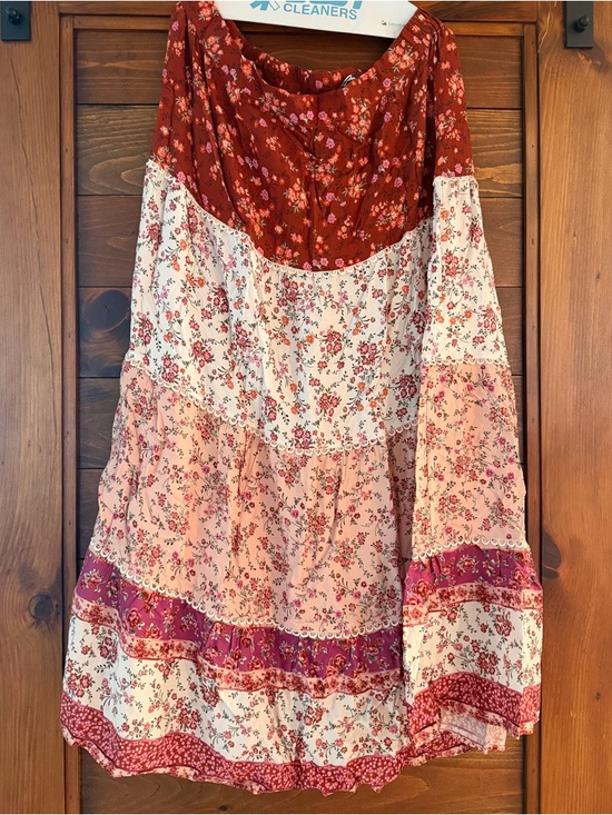 ARULA Dresses & Skirts - ARULA Boho Tiered Maxi Skirt in Rust, Cream, Pink